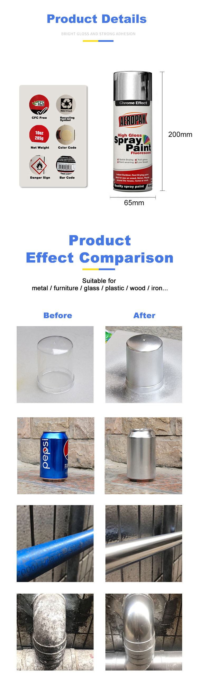 Detalhes da pintura com efeito cromado